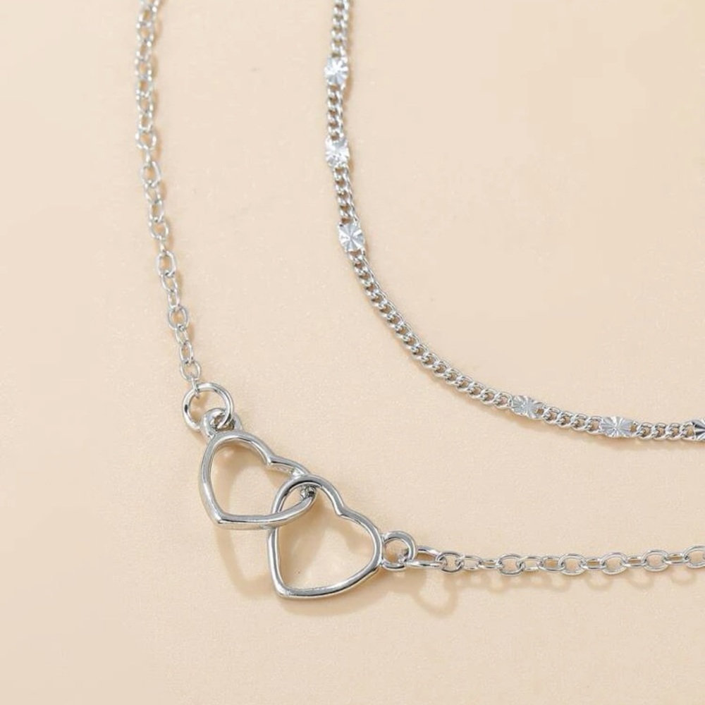 2pcs Heart Decor Bracelet Silver For Women Wedding Party - Picture 4 of 5